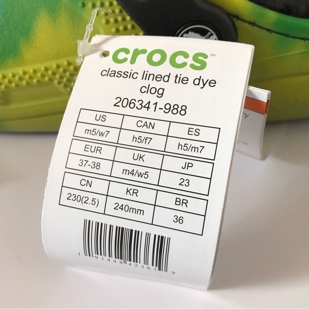 Crocs Classic Tie Dye Lined Clogs Shoes - Picture 14 of 14